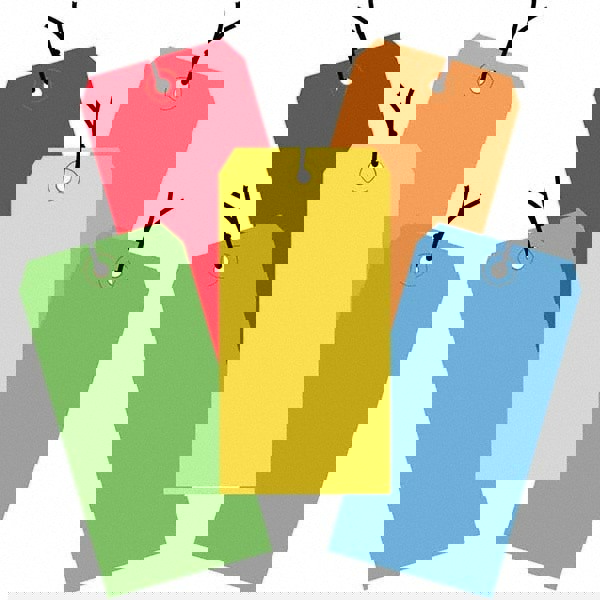 Blank Tag: 4-3/4'' High, Assorted, Synthetic Paper